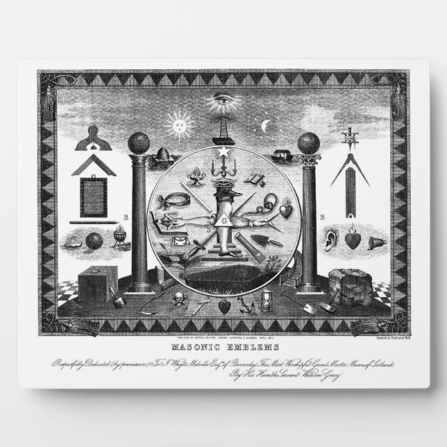 Plaque Photo Masonic Emblems Chart from 1874 (Devant)