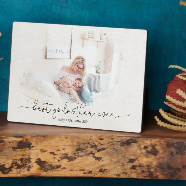 Plaque Photo Masque photo moderne Meilleur Godmère Jour Script  (Créateur téléchargé)