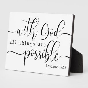 Plaque Photo Matthieu 19:26 Bible Écriture Ferme Signe