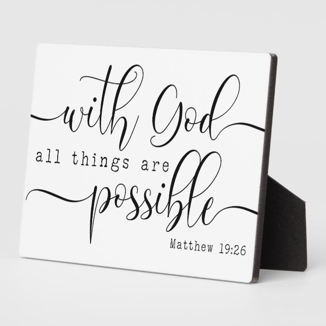 Plaque Photo Matthieu 19:26 Bible Écriture Ferme Signe (Côté)