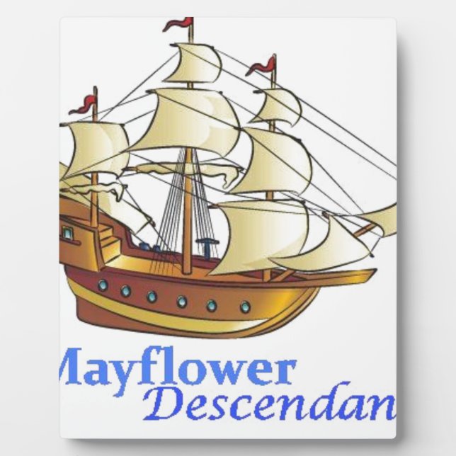 Plaque Photo Mayflower Descendant Sailing Ship (Devant)