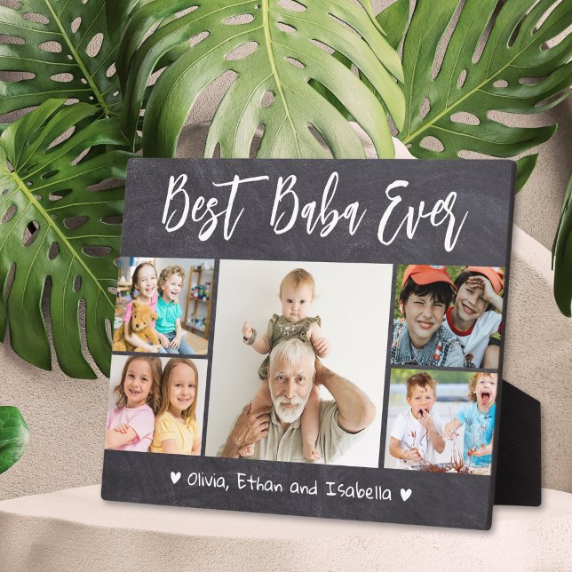 Plaque Photo Meilleur Baba Ever Petits-Enfants 5 Tableau noir p (Best Baba Ever Grandkids 5 Photo Chalkboard Plaque)