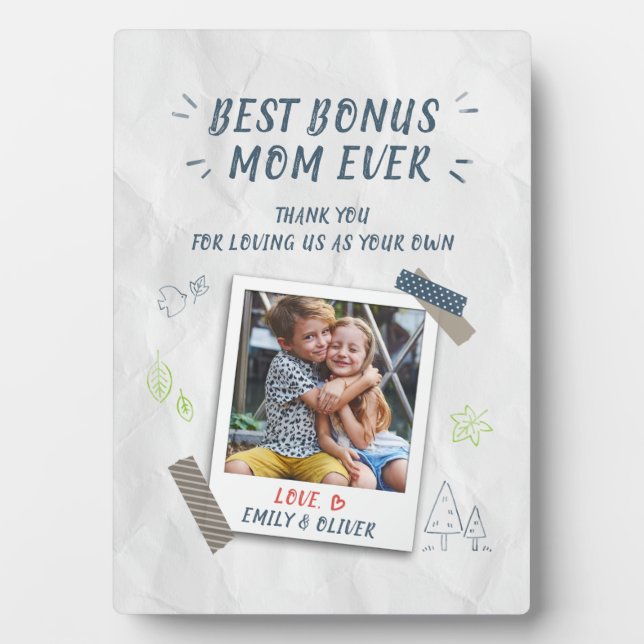 Plaque Photo Meilleur Bonus Maman Fête des mères StepMom Photo  (Devant)