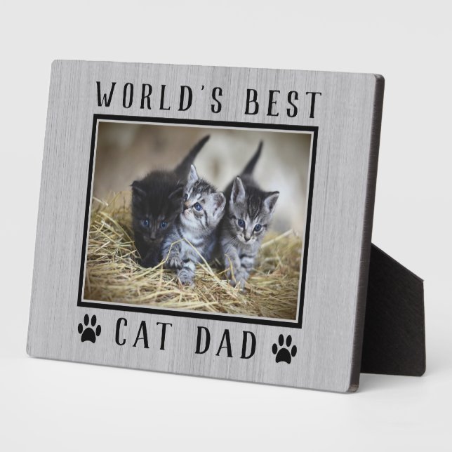 Plaque Photo Meilleur Chat Papa Empreintes de pattes Pet Photo  (Côté)