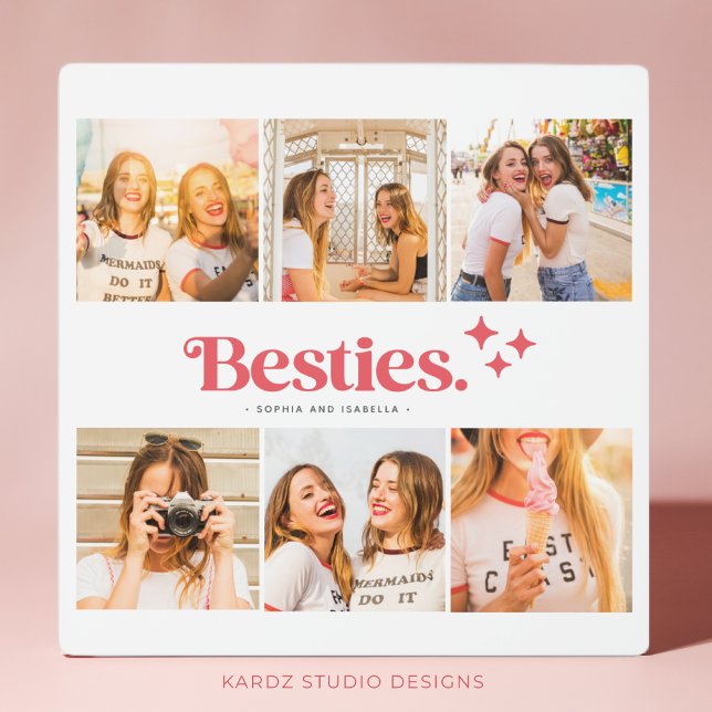 Plaque Photo Meilleur Collage Photo Amis Avec Noms (Personalize this Best friends photo collage with you and your bestie fun pictures and names. )