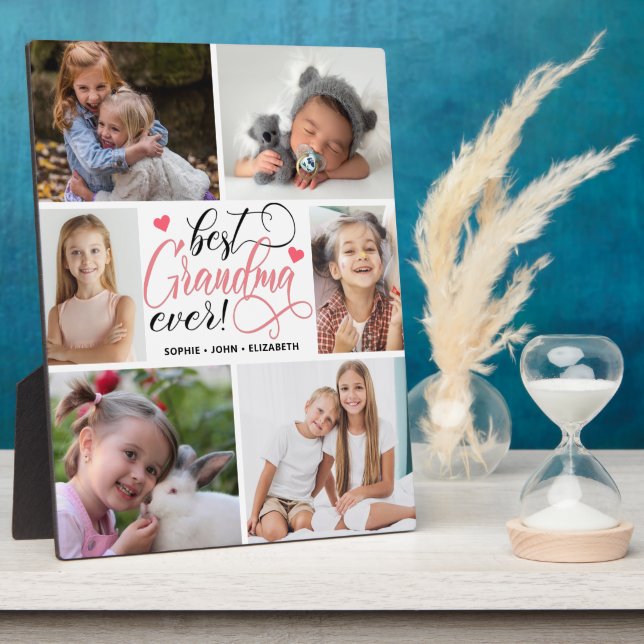 Plaque Photo Meilleur Collage photo de grand-mère (Côté)