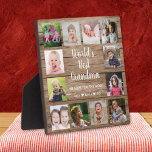 Plaque Photo Meilleur grand-mère grand-enfants 12 photo Collage<br><div class="desc">Créez votre propre plaque photo collage avec 12 de vos photos préférées sur un arrière - plan de texture en bois. Personnalisez avec des photos de petits-enfants. Fait un cadeau de gardien précieux pour grand-mère pour l'anniversaire,  le jour de la mère,  le jour des grands-parents,  etc</div>