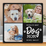 Plaque Photo Meilleur MOM DOG MOM Custom 3 Photo Collage<br><div class="desc">Meilleure maman de chien du monde... Surprenez votre maman de chien préférée cette Fête des Mères, Anniversaire ou Noël avec cette plaque de collage photo personnalisée super mignonne. Customisez cette plaque photo de maman chien avec vos 3 photos préférées de votre chien, et le nom. Un cadeau parfait pour toutes...</div>