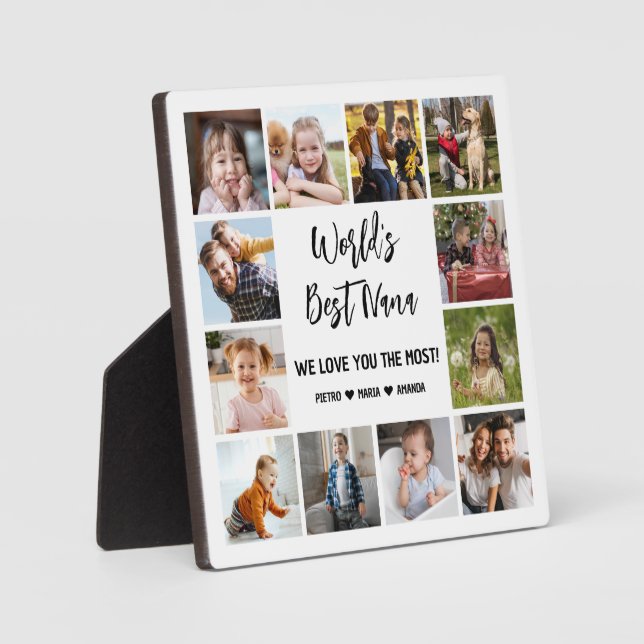 Plaque Photo Meilleur Nana Grandkids 12 photo Collage (Recto)