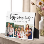 Plaque Photo Meilleur NaNa jamais - Collage photo pour petits e<br><div class="desc">Célébrez le "meilleur NaNa jamais jamais" avec cette Plaque de collage photo pour petits-enfants personnalisée. Ce cadeau plein de coeur comprend un collage magnifiquement arrangé de photos chères capturant des moments spéciaux, complété par un message d'amour. Conçu à partir de matériaux de haute qualité avec une finition épurée, il est...</div>