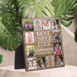 Plaque Photo Meilleur Oncle Ever 12 Collage photo Bois personna<br><div class="desc">Créez votre propre plaque de collage photo avec 12 de vos photos préférées sur un arrière - plan de texture en bois. Personnalisez avec des photos de famille. Fait un cadeau de conservation précieux pour l'oncle préféré pour l'anniversaire,  les vacances et la fête des pères.</div>