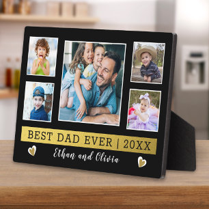 Plaque Photo Meilleur Papa Actuel 5 Collage Photo Noir Or