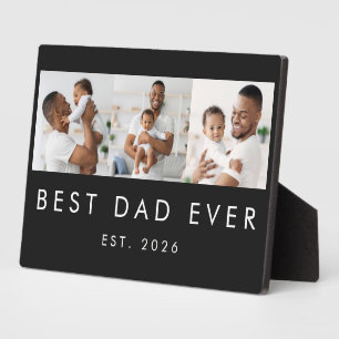 Plaque Photo Meilleur Papa Actuel Élégant 3 Photos