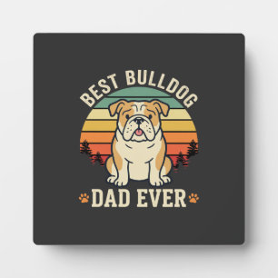 Plaque Photo Meilleur Papa Bouledogue Retro Vecteur