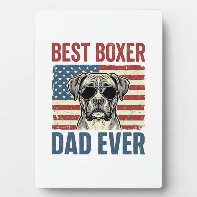 Plaque Photo Meilleur Papa Boxer Vintage Chien (Devant)