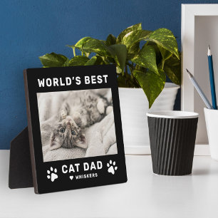 Plaque Photo Meilleur Papa de Chat au Monde Photo Noir