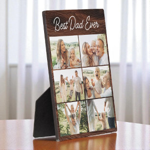 Plaque Photo Meilleur Papa du Monde Collage Photo Bois 6 Photos