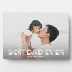 Plaque Photo Meilleur Papa du Monde Texte en Gras Cadeau de Fêt