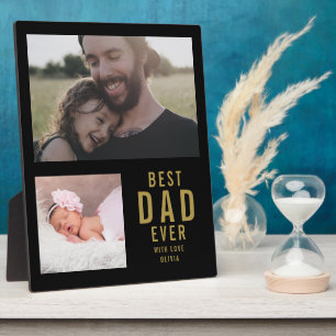 Plaque Photo Meilleur Papa Ever 2 Photo Collage Noir Et Or