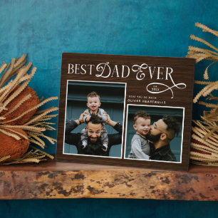 Plaque Photo Meilleur Papa Ever 2 Photos Fête des Pères Bois R