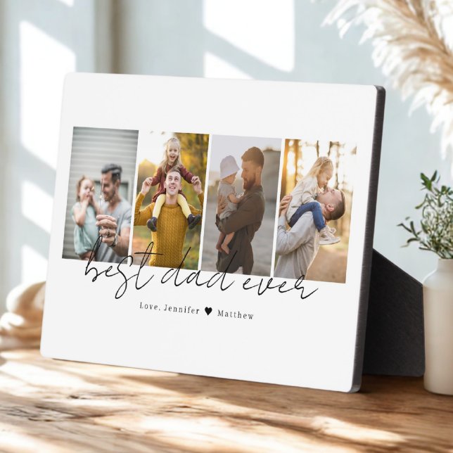Plaque Photo Meilleur papa Ever 4 Photos Collage Personnalisé (Créateur téléchargé)