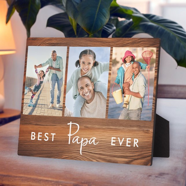 Plaque Photo Meilleur Papa Ever Fête des pères 3 Photo Collage (Personalize with your favorite photos.)