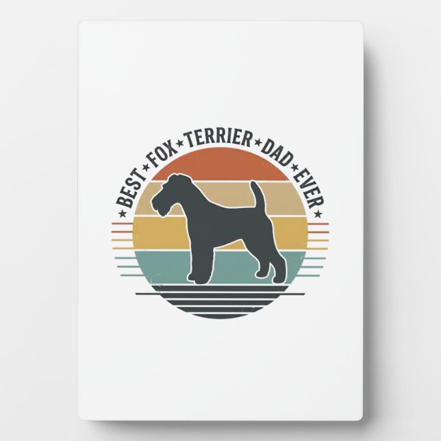 Plaque Photo Meilleur Papa Fox Terrier Ever Vintage Chemise Chi (Devant)