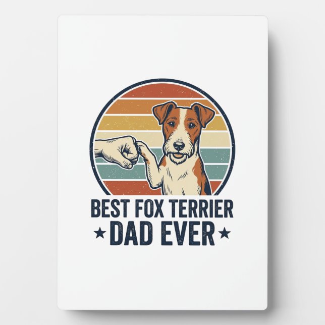 Plaque Photo Meilleur Papa Fox Terrier Vintage T-Shirt pour Amo (Devant)