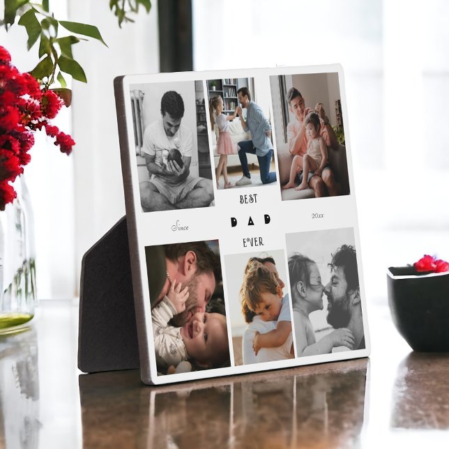 Plaque Photo Meilleur papa jamais Fête des pères 6 Photo Collag (Créateur téléchargé)