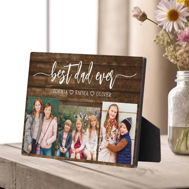 Plaque Photo Meilleur Papa Jamais - Fête des pères en bois - Co (Créateur téléchargé)