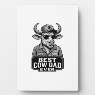 Plaque Photo Meilleur papa vache jamais design de gravure vinta
