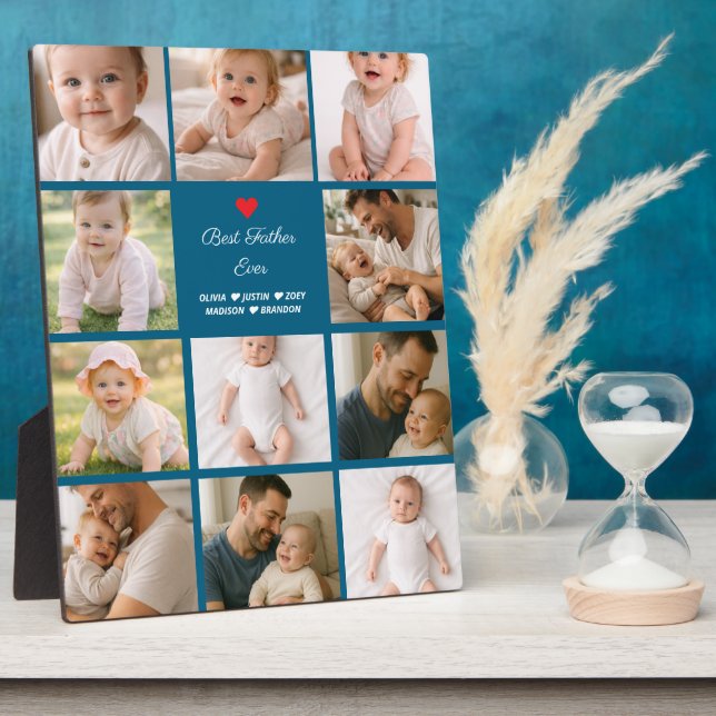 Plaque Photo Meilleur Père du Monde Collage de Photos | Personn (Côté)