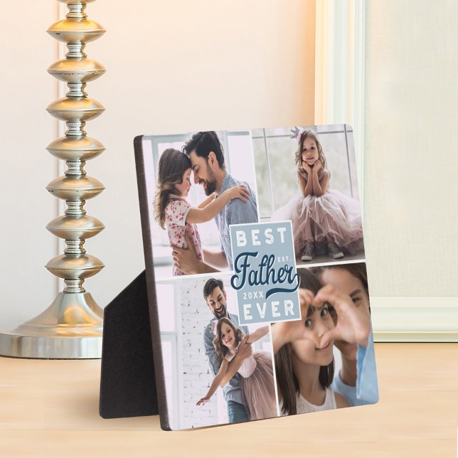 Plaque Photo Meilleur Père Jamais Personnalisé Quatre Photo Fam (Créateur téléchargé)