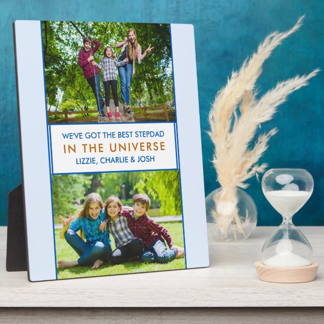 Plaque Photo Meilleur Stepdad dans l'univers Personnalisé 2 Pho (Côté)