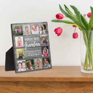 Plaque Photo Meilleure grand-mère 12 Photo petits-enfants Gris