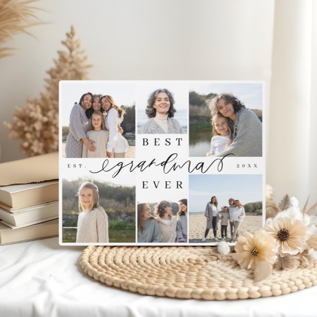 Plaque Photo Meilleure grand-mère jamais script photo Collage d (Best Grandma Ever Script Photo Collage Keepsake Plaque)