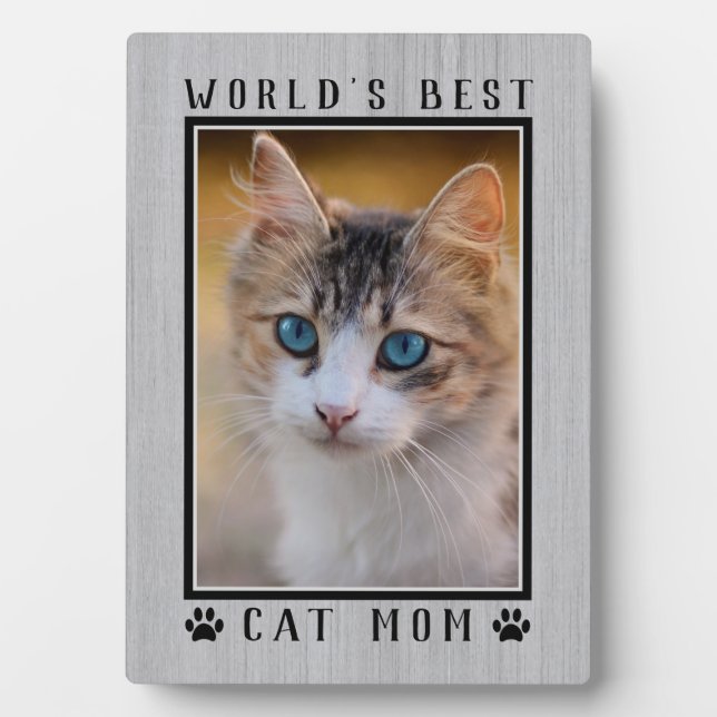 Plaque Photo Meilleure Maman de Chat du Monde Rustic Empreintes (Devant)