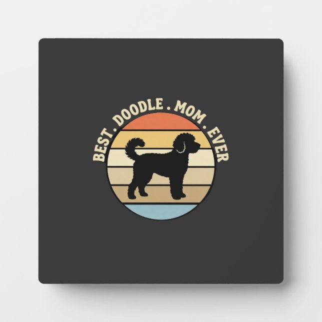 Plaque Photo Meilleure maman Doodle Rétro Chien (Devant)