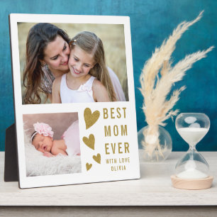 Plaque Photo Meilleure Maman Ever 2 Photo Collage Blanc Et Or