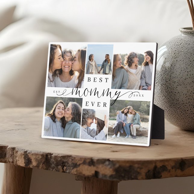 Plaque Photo Meilleure maman Ever Script 6 Photo Collage Keepsa (Best Mommy Ever Script 6 Photo Collage Keepsake Plaque)
