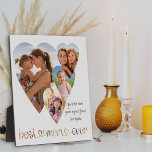 Plaque Photo Meilleure maman Jour Typographie Art Coeur En Form<br><div class="desc">Plaque photo de la Fête des Mères - ou un cadeau photo qui réchauffe le coeur pour la meilleure maman jamais à n'importe quel moment de l'année. Le design a 4 photos en forme de coeur avec votre texte personnalisé, écrit en typographie de style manuscrit. Best Mom Ever est écrit...</div>