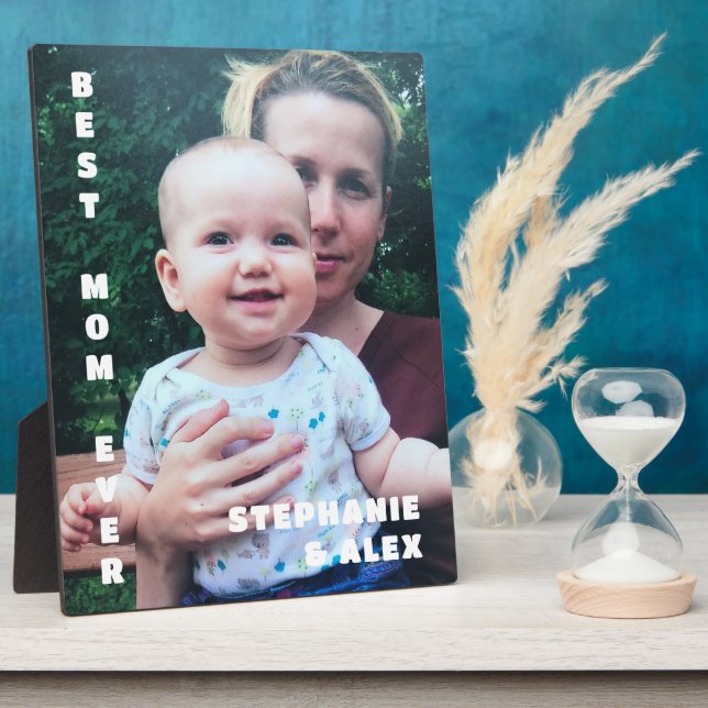 Plaque Photo Meilleure maman photo noms souvenir typographie  (Côté)