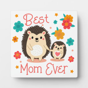 Plaque Photo Meilleure Maman Qui Soit Mère et Bébé Hérisson