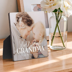 Plaque Photo Meilleure Mamie du Monde Depuis 20XX Simple Chic P