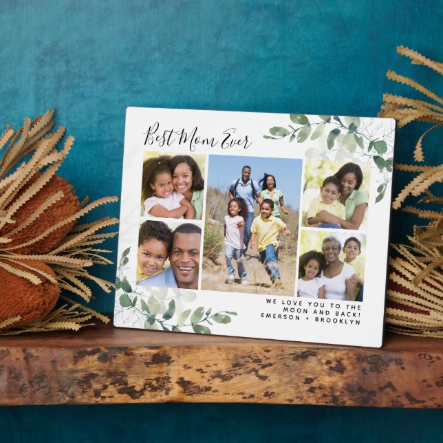 Plaque Photo Meilleure Mère Collage Photo Eucalyptus (Côté)