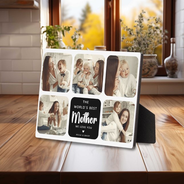 Plaque Photo Meilleure Mère du Monde Moderne Collage de 5 Photo (Créateur téléchargé)