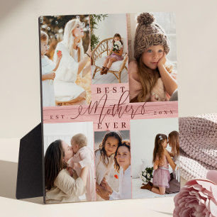 Plaque Photo Meilleure Mère Jamais Photo Collage Pink Woodgrain