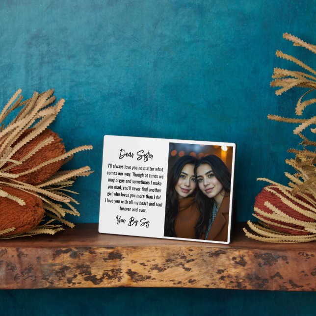 Plaque Photo Meilleure soeur Script Cadeau pour soeur Photo Col (Côté)
