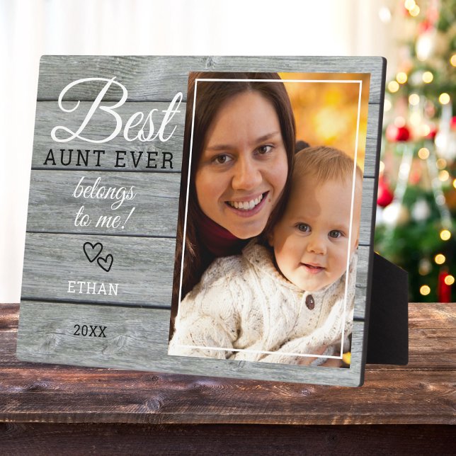 Plaque Photo Meilleure Tante Ever Cadeau Photo Rustic Grey Wood (Best Aunt Ever Gift Photo Rustic Gray Wood Plaque
)