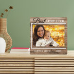 Plaque Photo Meilleure tante Jamais Photo Personnalisée Bois Ru<br><div class="desc">Un cadeau simple et mémorable pour la nouvelle tante personnalisée avec sa photo préférée avec nièce ou neveu.</div>
